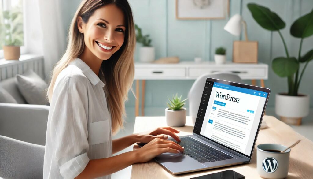Smiling Girl Typing on Laptop