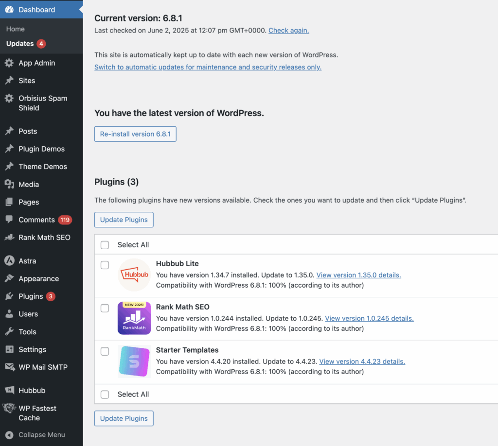 Wp Dashboard Update
